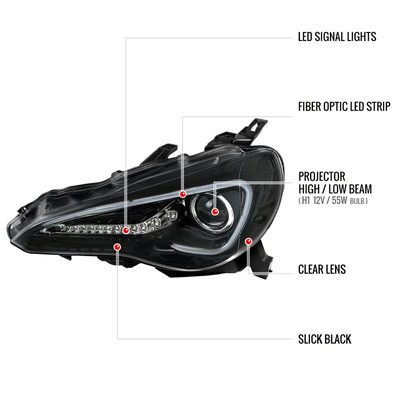 2012-2017 Scion FRS/ Toyota 86 LED Bar Headlights LED Signal Lights Jet Black