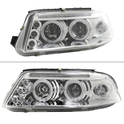 2001-2005 VW Passat Dual Halo Projector Headlights Chrome/Clear Lens