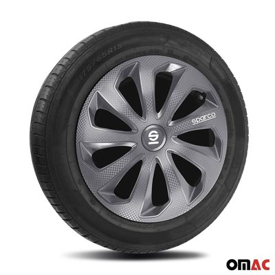 Sicilia Hub Caps Wheel Cover 14" Grey Carbon Full Set 4 pcs.