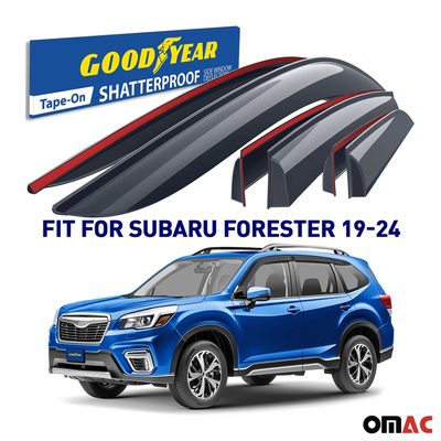 Goodyear Wind Deflectors for Subaru Forester V 2019-2025 Shatterproof Smoke 6Pcs