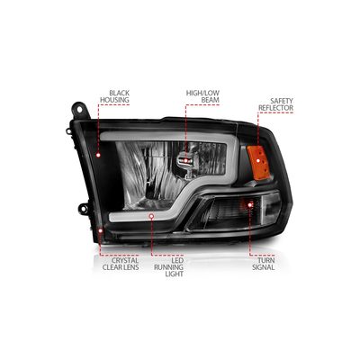 Anzo Black Crystal U-Bar Headlights 111515