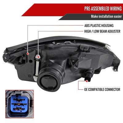 2000-2004 Ford Focus Factory Style Crystal Headlights Matte Black/Clear Lens