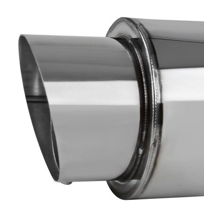 Universal 2.5" Inlet/4" Outlet Stainless Steel Muffler w/ Fireball Style Tip