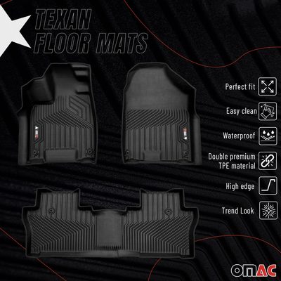 2019-2026 Honda Passport Premium Floor Mats Liners First and Second Row Set Black