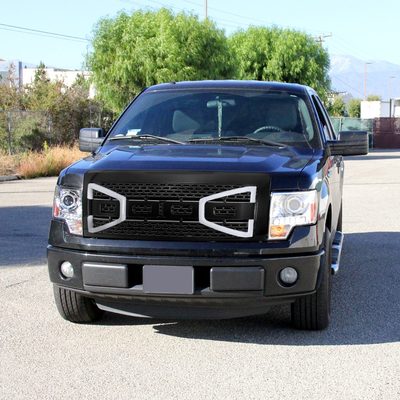 2009-2014 Ford F-150 Carbon Fiber Look Raptor Mesh Grille w/LED Light Bar
