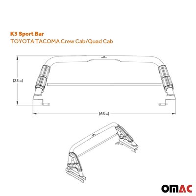 2016-2023 Toyota Tacoma Sports bar Roll Bar Sport Rack Head Cargo Bed Black