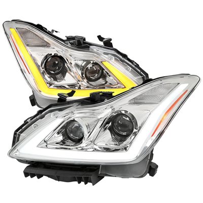 2008-2013 Infiniti G37/ 2014-2015 Q60 LED Signal Headlights Chrome Glossy Black