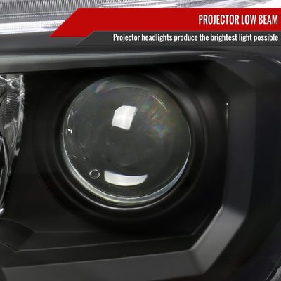 2016-2023 Toyota Tacoma Projector Headlights Amber Reflectors Matt Black/Clear