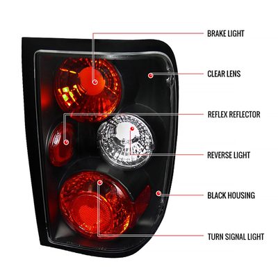 1993-1997 Ford Ranger Tail Lights Matte Black Housing/Clear Lens