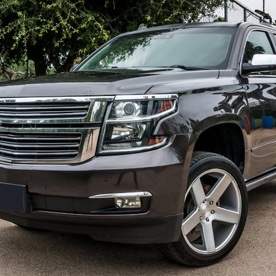 2015-2020 Chevy Tahoe/Suburban LED Strip Projector Headlights Black/Clear Lens