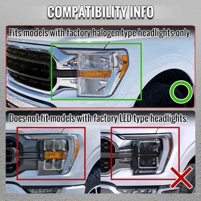 For Ford F-150 2021-2023 Full LED Projector Headlights Sequential DRL Black Clear Halogen Fit