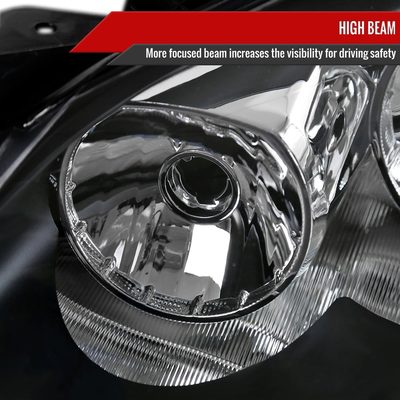 2005-2010 Pontiac G6 Factory Headlights w/Amber Reflectors Matt Black/Clear