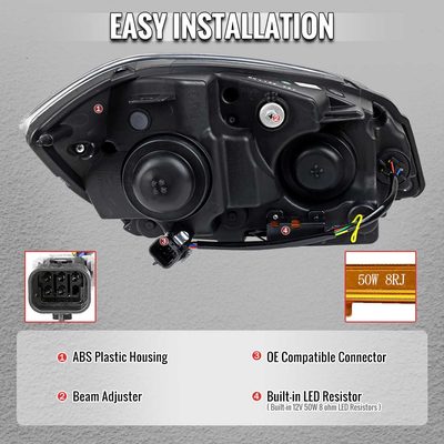 For Chevrolet Cobalt / Pontiac G5 2005-2010 Headlights Switchback LED Turn Signal DRL Light Strip Chrome Housing Clear Lens