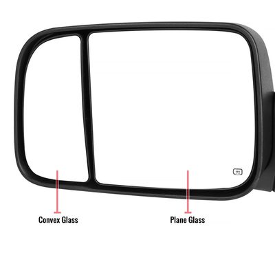 2009-2012 Dodge RAM 1500 Foldable Heated & Manual Towing Side Mirrors Clear