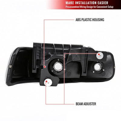 1999-2002 Chevy Silverado/Suburban/Tahoe Headlights LED Corner Signal Black