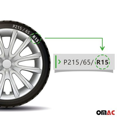 Bicolo Hub Caps Wheel Cover 15" Gray & White Full Set 4 pcs.