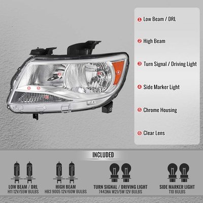 For Chevrolet Colorado 2015-2022 Factory Headlights Chrome Housing Clear Lens