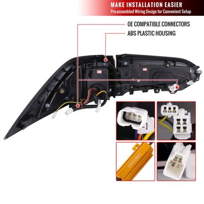2019-2024 Toyota RAV4 Red LED Bar Sequential Signal Tail Lights Chrome/Red