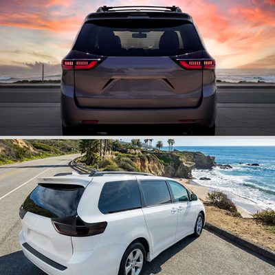 For Toyota Sienna 2011-2014 Full LED Tail Lights Sequential Red Fiber Optic Black Smoked Lens Startup
