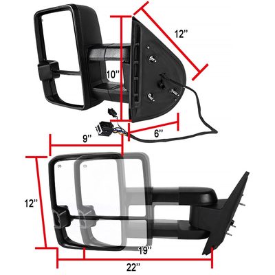 2007-2014 Chevy Silverado/Suburban/Sierra/Yukon/XL Heated Towing Mirrors Amber