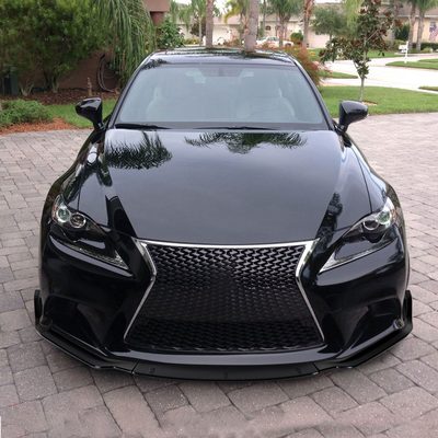 2014-2016 Lexus IS250 F-Sport Glossy Black 3PC Front Bumper Lip Splitter Kit