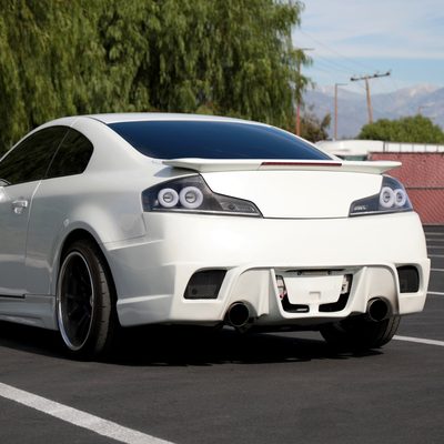2003-2007 Infiniti G35 Coupe White LED Halo Signal Tail Light Matt Black/Clear