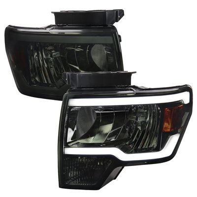 2009-2014 Ford F-150 LED Tube Factory Style Headlights Chrome/Smoke Lens