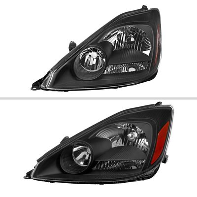 2004-2005 Toyota Sienna Factory Headlights w/Amber Reflector Matt Black/Clear