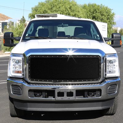 2011-2016 Ford F-250/350/450/550 Rivet Black Steel Mesh Grille Center Insert