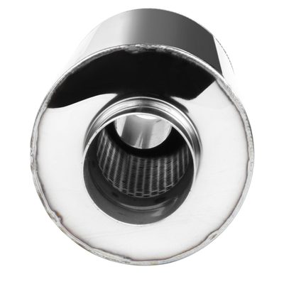 Universal 2.5" Inlet/4" Outlet Stainless Steel Muffler w/ Fireball Style Tip