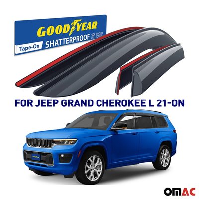 Goodyear Wind Deflectors for Jeep Grand Cherokee L 2021-2025 Tape-On Smoke 4 pcs