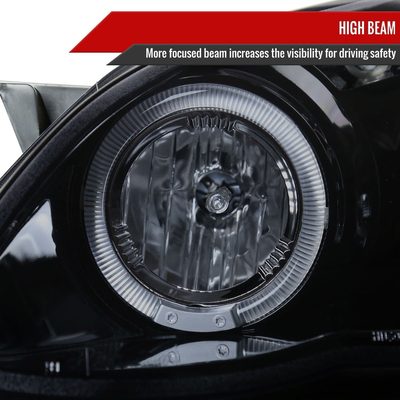 2003-2008 Toyota Corolla Dual Halo Projector Headlights Glossy Black/Smoke