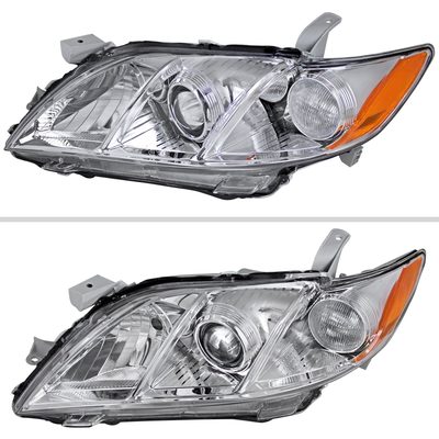 2007-2009 Toyota Camry Projector Headlights w/ Amber Reflectors Chrome/Clear