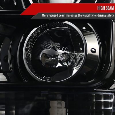 2011-2016 F-250/350/450/550 LED C-Bar Projector Headlights Jet Black/Clear