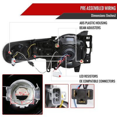 2007-2014 Toyota FJ Cruiser Signal Animated LED Bar Projector Headlights Smoke