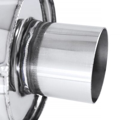 Universal 2.5" Inlet/4" Outlet Steel Spiral Exhaust Muffler Slanted Burnt Tip
