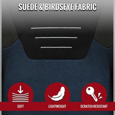 Universal Racing Seat Black Suede And Blue Bird Eye/Cloth With Double Blue Stich