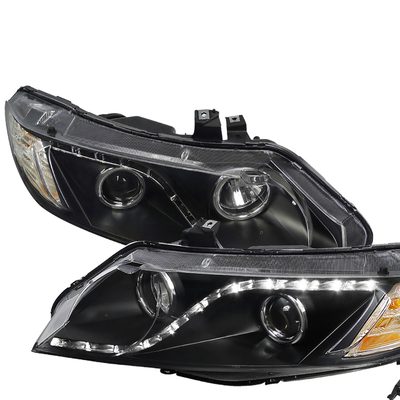 2006-2011 Honda Civic Sedan Projector Headlights R8 LED Light Strip Matt Black