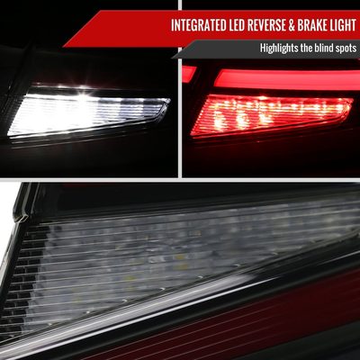 2018-2022 Honda Accord Sedan Red LED Signal Tail Lights Matt Black/Smoke