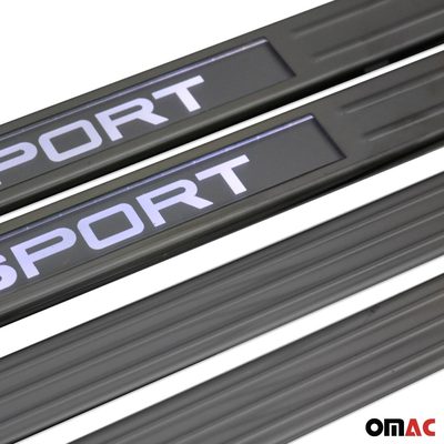 2018-2024 VW Tiguan Door Sill Scuff Plate Illuminated Sport Stainless Steel Dark 4 Pcs