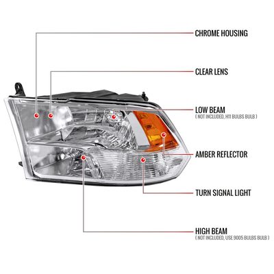 2009-2018 Dodge RAM 1500/ RAM 2500 3500 Factory Quad Headlights Chrome