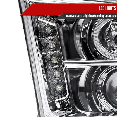 2005-2009 Ford Mustang Halo Projector Headlights LED Light Strip Chrome/Clear