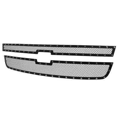 2005-2007 Chevy Silverado Rivet Style Black S.Steel 2PC Mesh Grille Insert