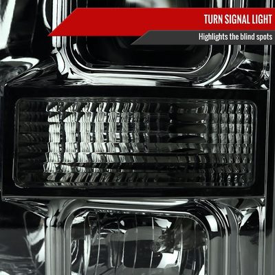 2008-2010 Ford F-250 F-350 F-450 LED C-Bar Projector Headlight Chrome/Smoke
