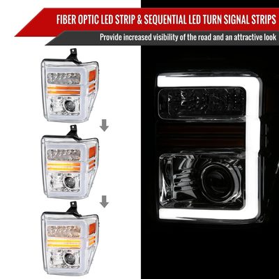 2008-2010 Ford F-250/350/450/550 Super Duty Headlights LED Signal Chrome