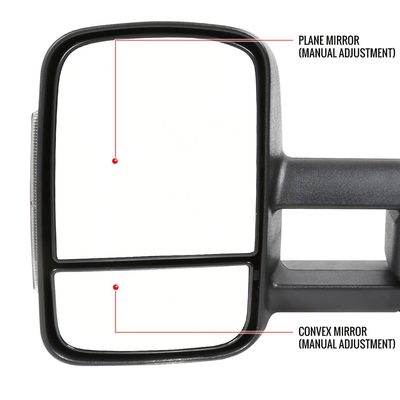 2014-2018 Chevy Silverado/GMC Sierra Manual Extendable Towing Mirrors Smoke