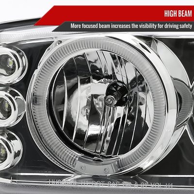 1999-2006 GMC Sierra/Yukon XL/SLT Dual Halo Headlights&Bumper Lights Chrome
