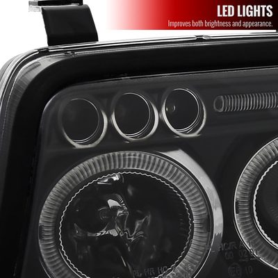1999-2001 Audi A4/S4 Dual Halo Projector Headlights Matte Black/Clear Lens
