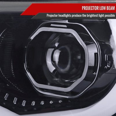 2015-2021 Chevy Colorado LED Bar Projector Headlights Glossy Black/Smoke Lens