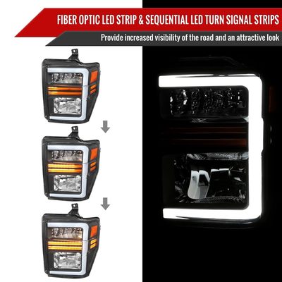 2008-2010 Ford F-250/350/450/550 SuperDuty Factory LED Signal Headlights Black